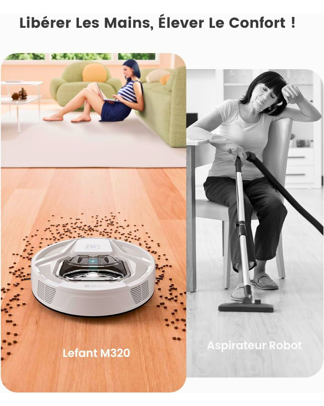 Aspirateur Robot Poils Animaux et Tapis avec Serpillière Puissante 6000Pa