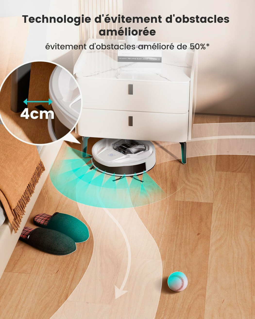 Aspirateur Robot Poils Animaux et Tapis avec Serpillière Puissante 6000Pa
