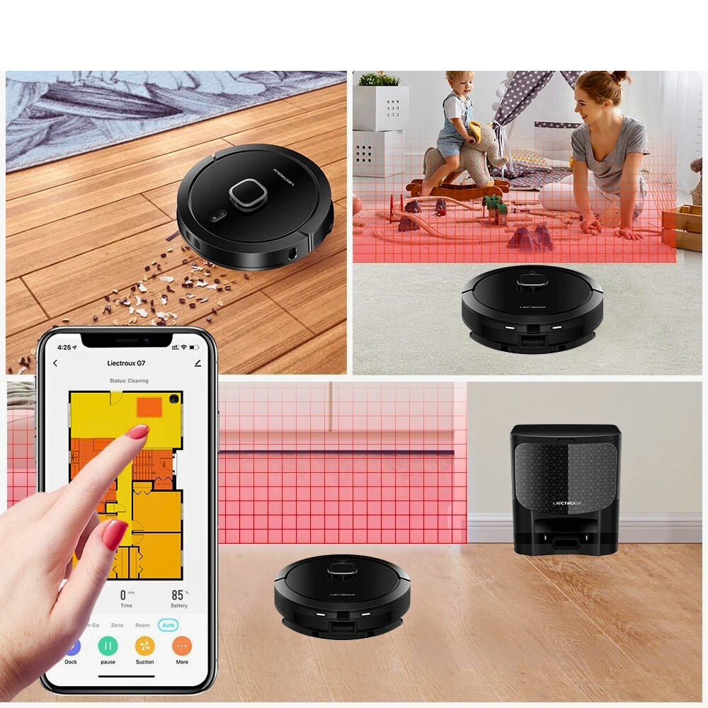 Aspirateur Robot Laveur avec Station Automatique et Boost Tapis 6500Pa