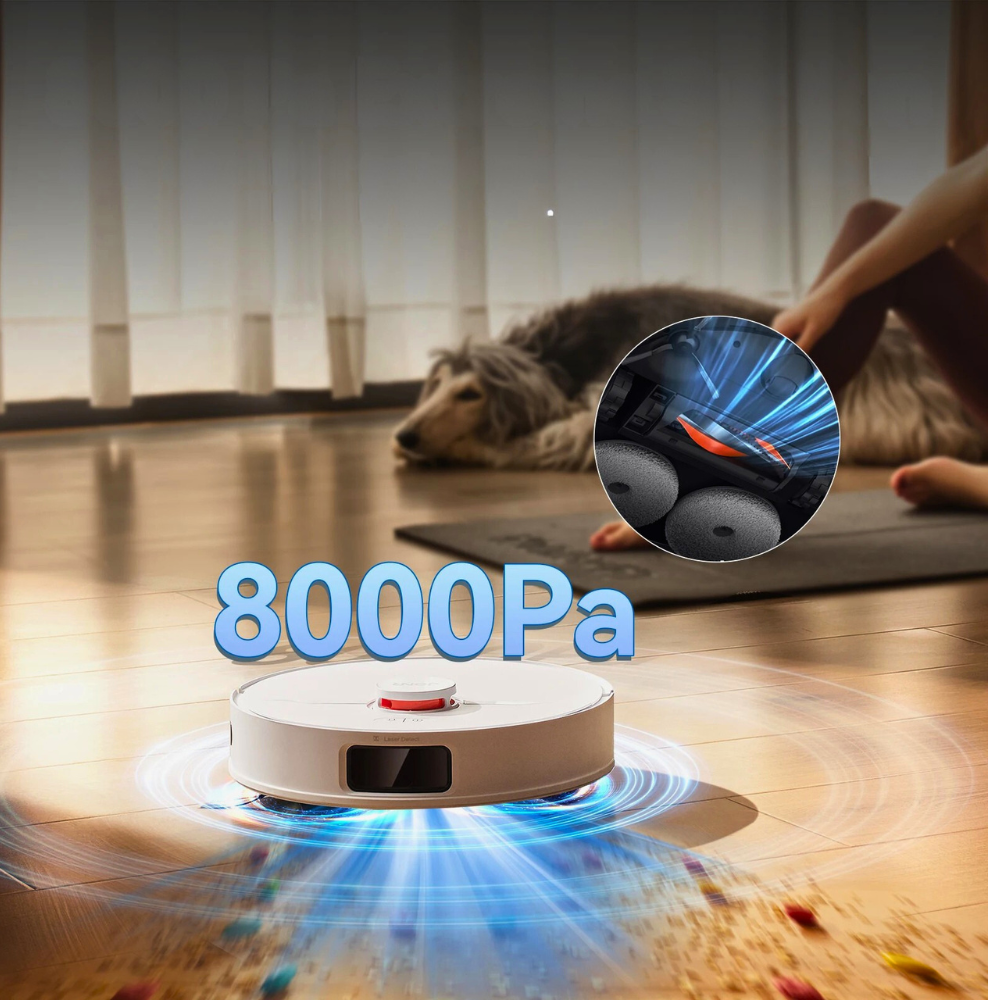 Aspirateur Robot Laveur avec Station Automatique 8000Pa et Serpillière Relevable
