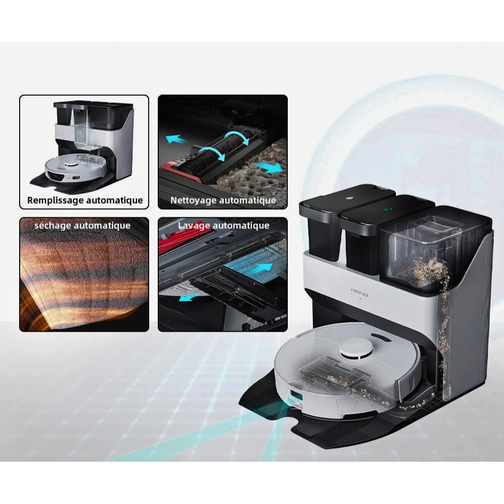 Aspirateur Robot Connecté avec Station Intelligente Tout-en-Un 5500Pa
