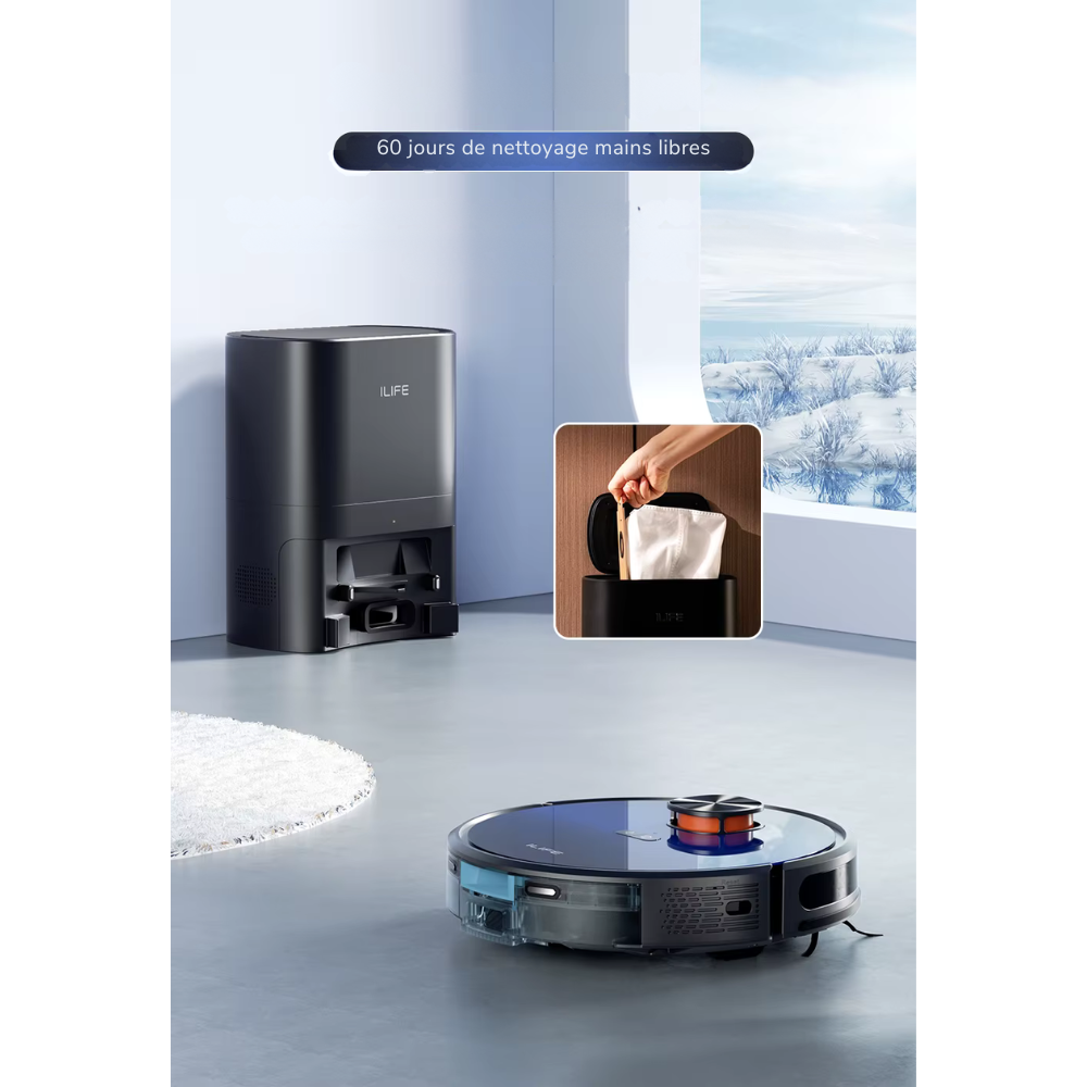 Aspirateur Robot Connecté avec Station Intelligente Auto-Vidange 3000Pa