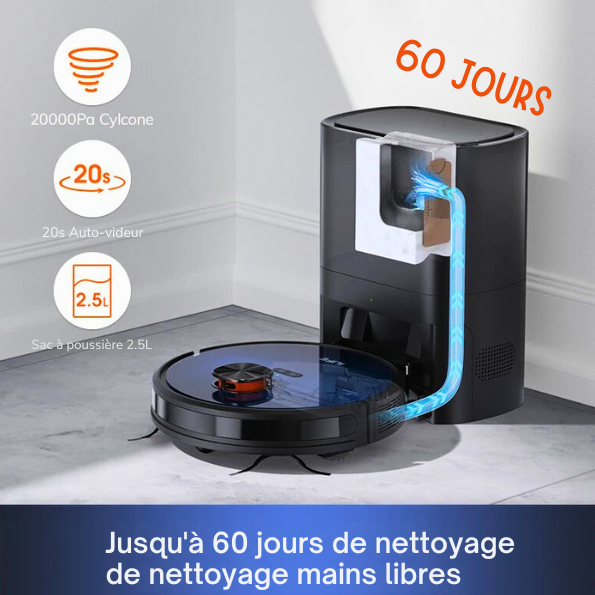 Aspirateur Robot Connecté avec Station Intelligente Auto-Vidange 3000Pa