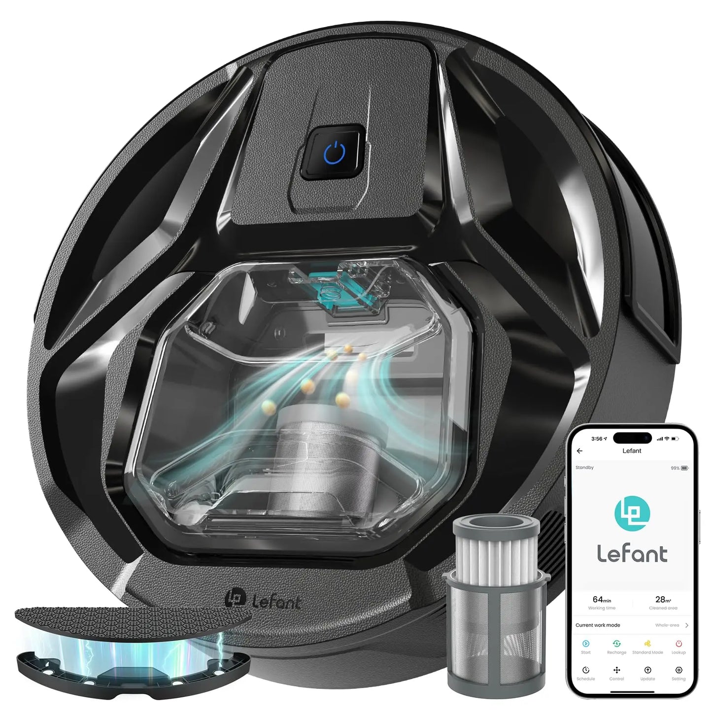 Aspirateur Robot Poils Animaux et Tapis avec Serpillière Puissante 6000Pa
