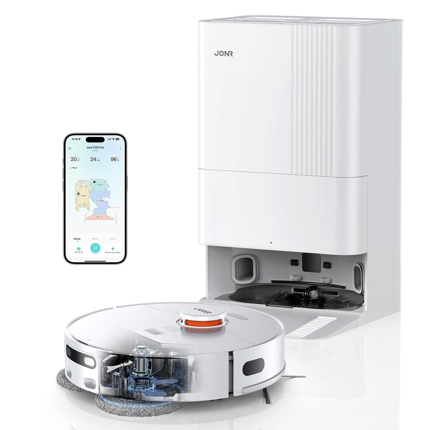 Aspirateur Robot Laveur avec Station Automatique 8000Pa et Serpillière Relevable