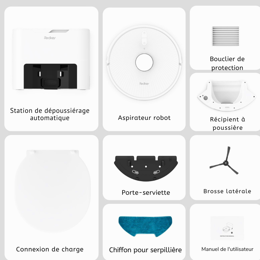 Aspirateur Robot Connecté avec Station Intelligente LDS et Serpillière 4000Pa