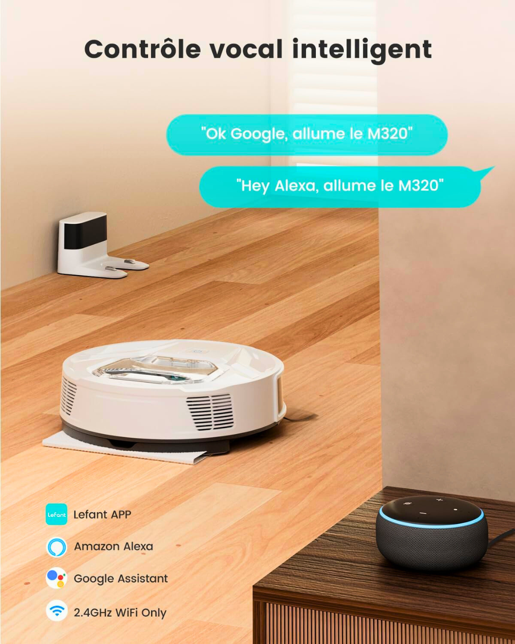Aspirateur Robot Poils Animaux et Tapis avec Serpillière Puissante 6000Pa